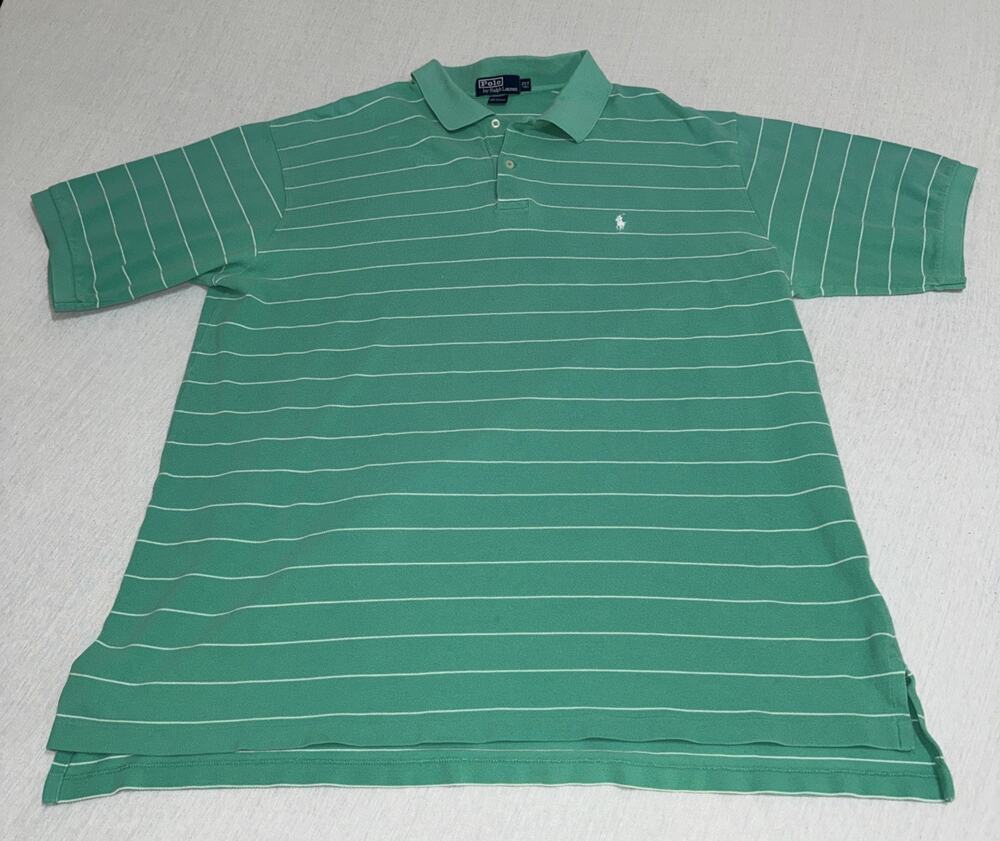 Ralph Lauren Polo Green Stripe Size 2XLT Preppy White Pony